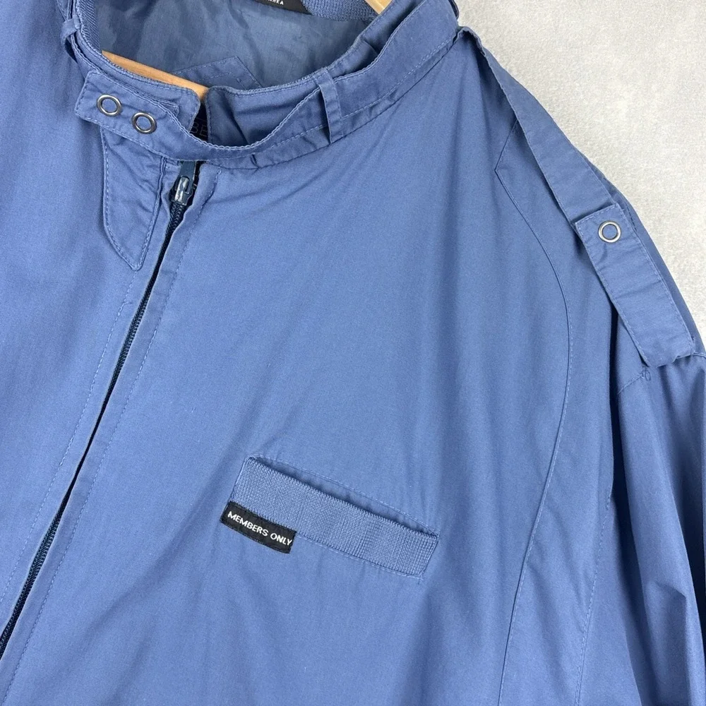 Members Only Cafe Racer Jacket Men’s XXL Blue Bomber Chin Strap Iconic Classic